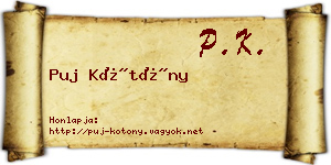 Puj Kötöny névjegykártya